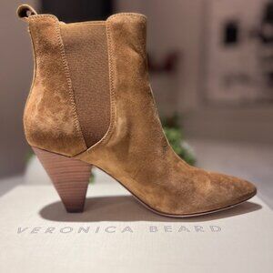 Veronica Beard Baxter Hazelwood Suede Booties Size: 7